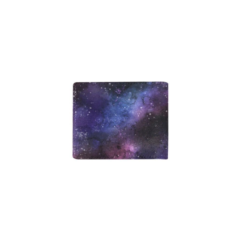 Galaxy Space Male Men Wallets, Stars Guys Billfold Bifold Leather Designer Card Holder Keeper Gents Slim Thin Bi Fold Luxury Minimalist