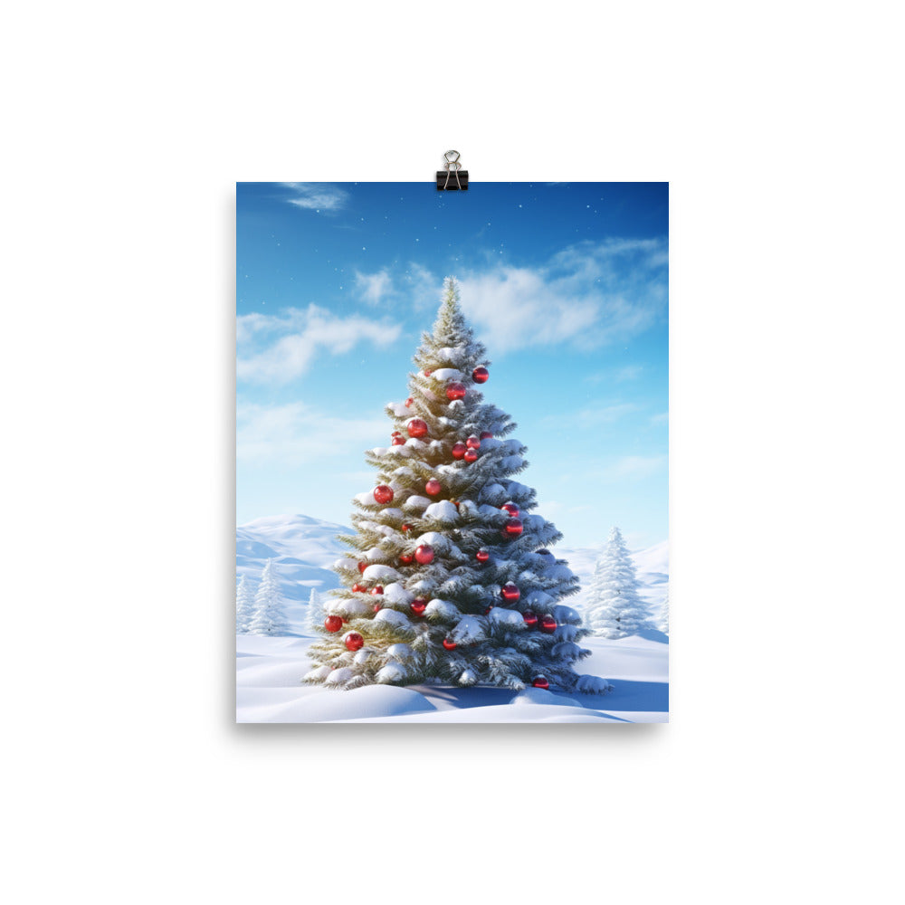 Christmas Tree Poster Print, Lights Snow Xmas Photo Wall Art Vertical Horizontal Travel Paper Artwork Small Large Cool Room Office Decor Starcove Fashion