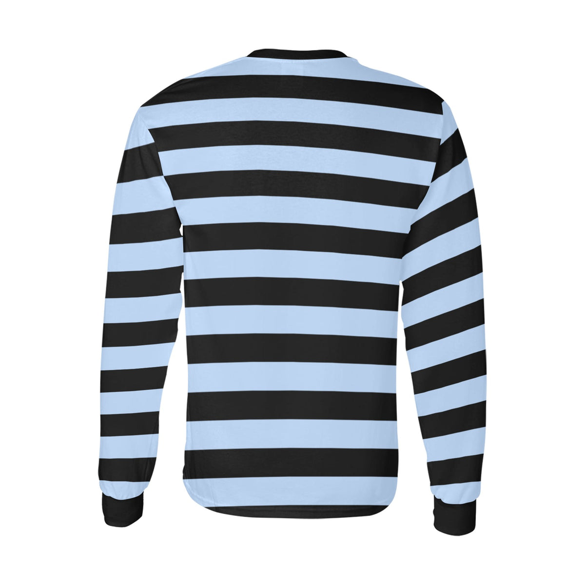 Black and Light Blue Men Long Sleeve Striped TShirt, Graphic Vintage Retro Broad Stripes Crewneck Unisex Women Designer Male Guys Tee Shirt