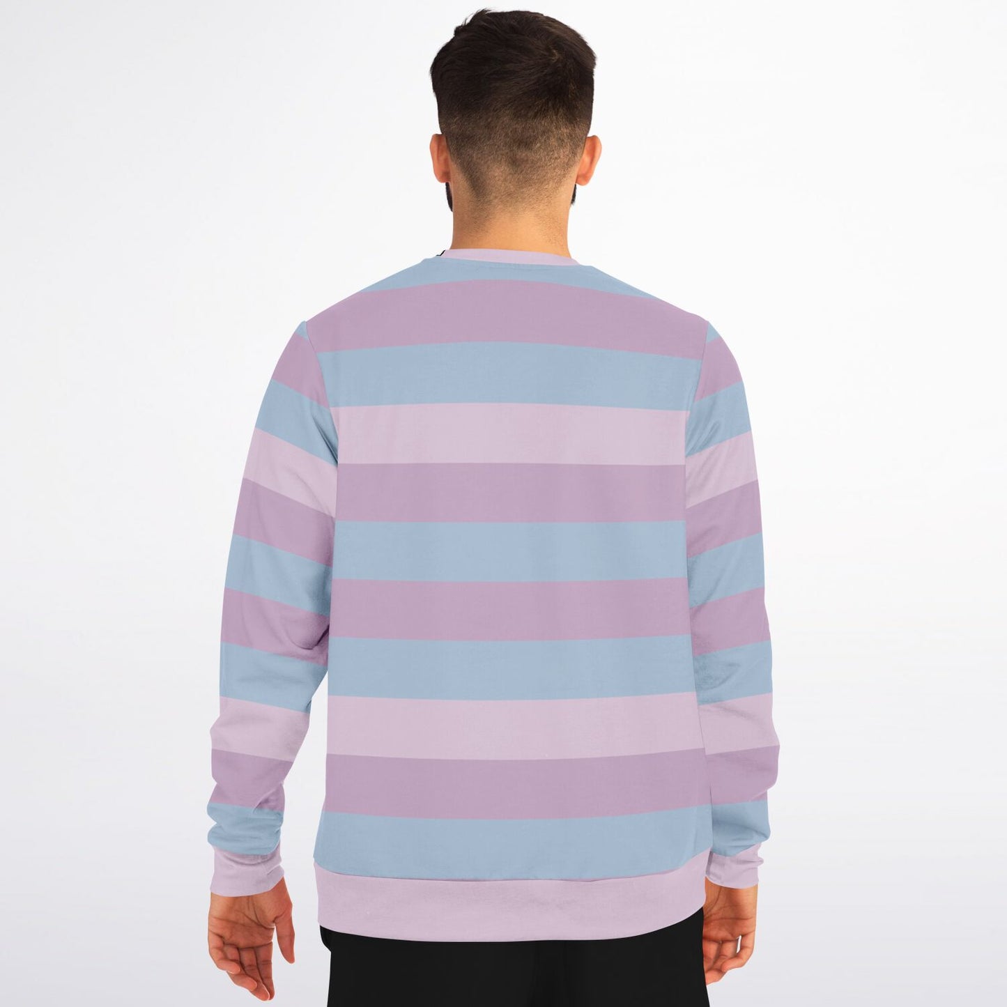 Pastel Striped Sweatshirt, Pink Purple Blue Kawaii Aesthetic Multi Color Crewneck Fleece Cotton Sweater Jumper Pullover Men Women Top