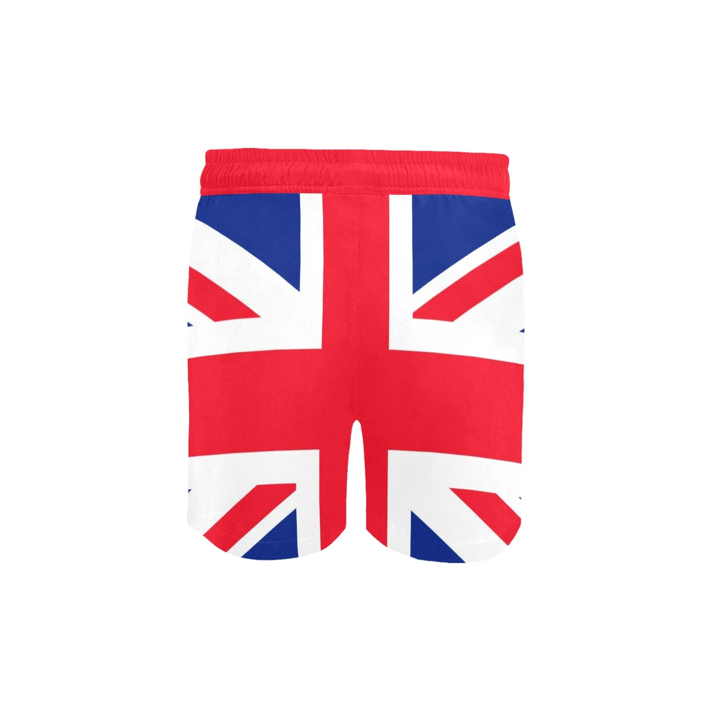 Union Jack Flag UK Men Swim Shorts, British England United Kingdom Beach Trunks Mid Length Pockets Mesh Drawstring Bathing Suit Swimsuit