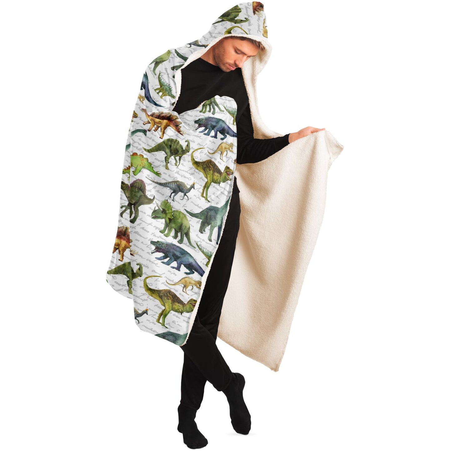 Dinosaur Hooded Blanket, Dino Sherpa Fleece Soft Fluffy Cozy Warm Adult Men Women Kids Boys Large Wearable Gift Starcove Fashion