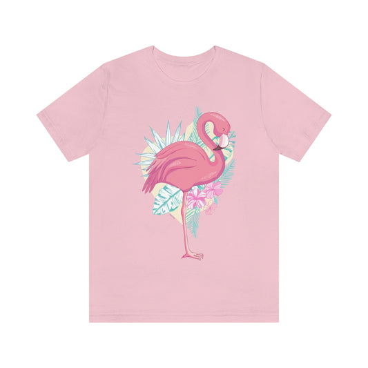 Pink Flamingo Tshirt, Flowers Cute Tropical Beach Men Women Adult Aesthetic Graphic Crewneck Tee Shirt Top Starcove Fashion