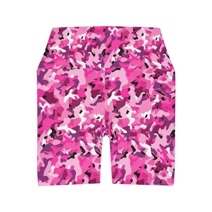 Pink Camo Women Shorts, Camouflage High Waisted Yoga Biker Sport Workout Gym Festival Running  Sexy Festival Spandex Bottoms Starcove Fashion