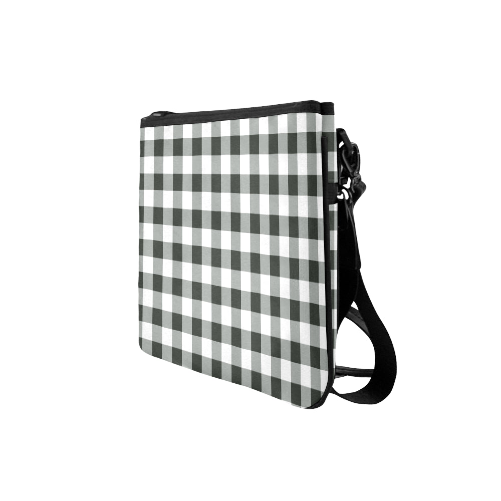 Buffalo Plaid Wrist let Purse, Black and White Check checkered Pattern, Shoulder Cross Body Mini Zipper Pouch handbag, Slim Clutch Bag Starcove Fashion