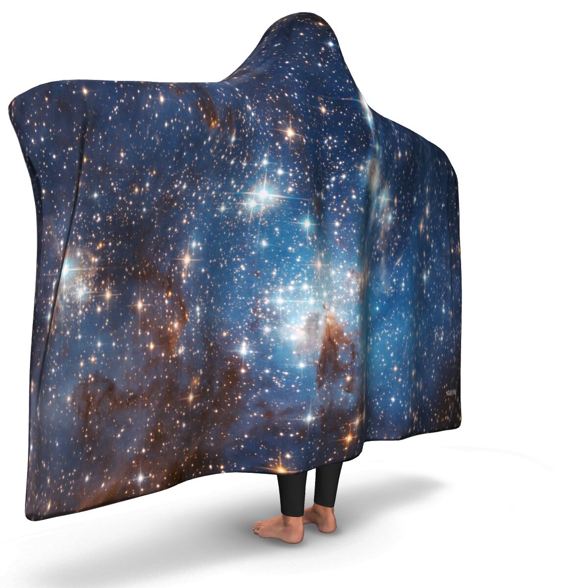 Galaxy Sherpa Hooded Blanket, Stars Outer Space Cosmic Constellation Celestial Fleece Microfleece Adult Youth Men Woman Wearable Winter Gift Starcove Fashion