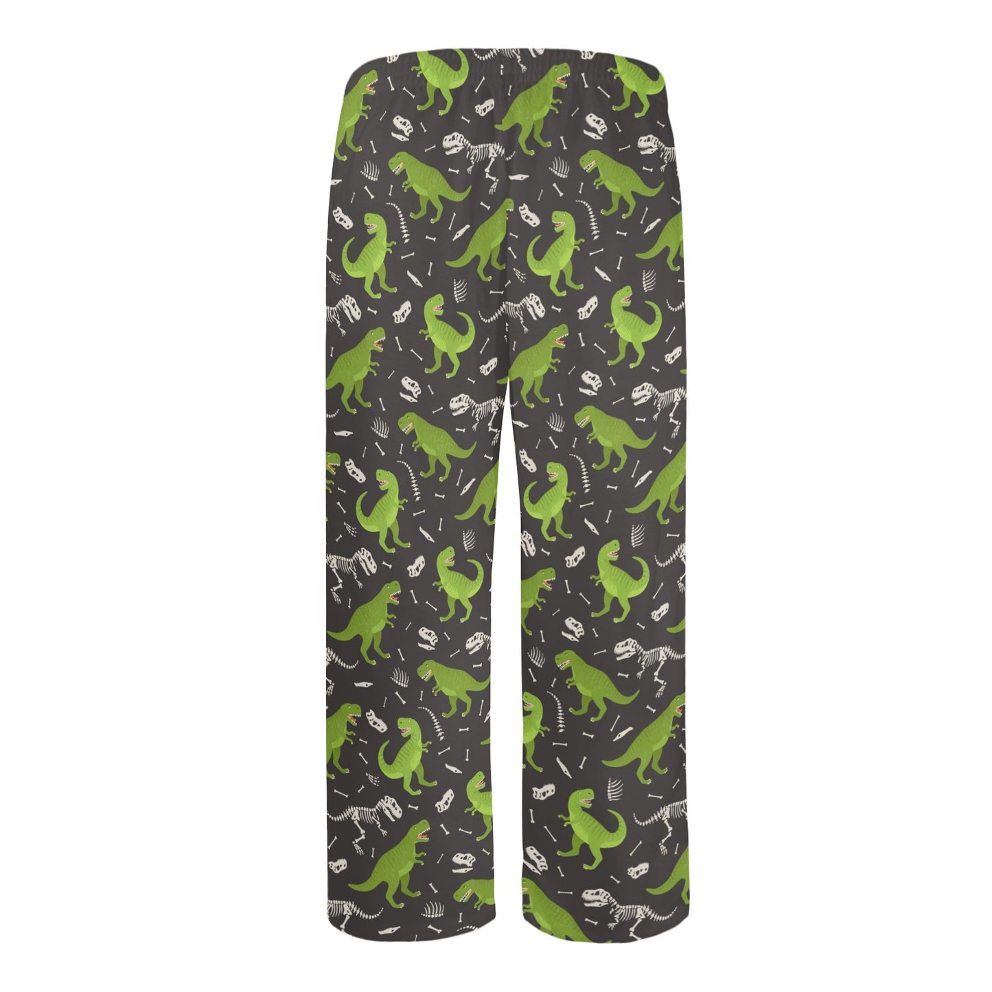 Dino Men Pajamas Pants, Green Dinosaur Satin PJ Pockets Sleep Lounge Trousers Couples Matching Trousers Bottoms Starcove Fashion