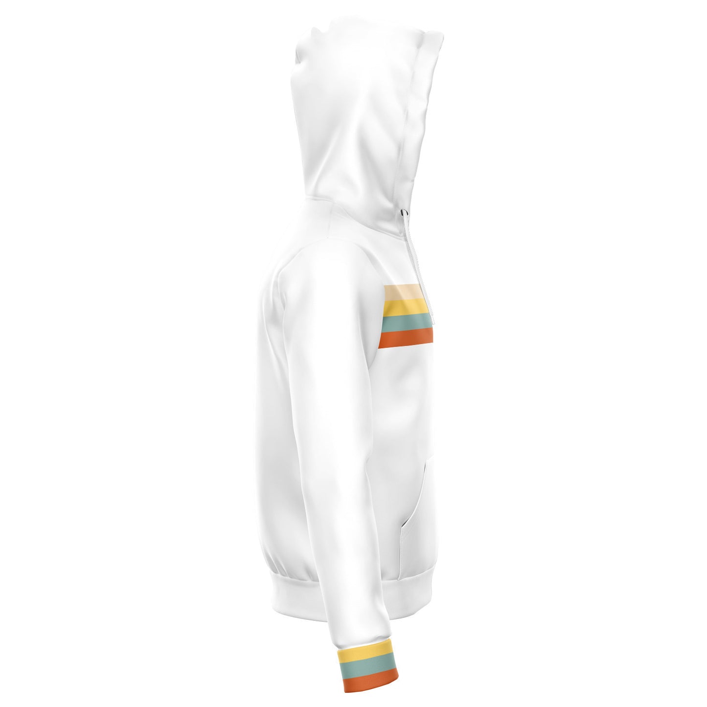 70s Retro Stripe Zip Up Hoodie, Groovy White Front Zipper Pocket Men Women Unisex Adult Aesthetic Graphic Cotton Hooded Sweatshirt Starcove Fashion