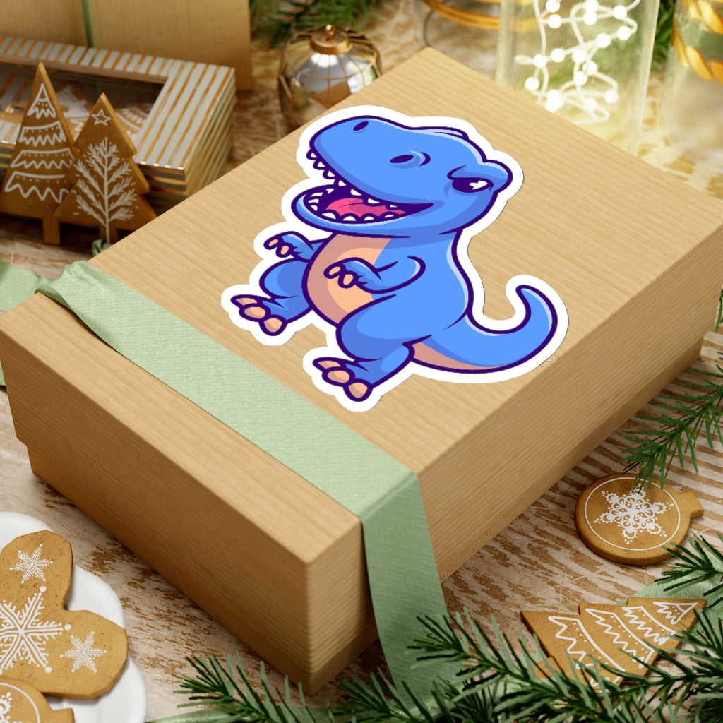 Trex Dino Sticker, Cute Dinosaur Blue Vinyl Decal Label Phone Transparent Clear Small Large Tyrannosaurus Art Computer Hydro Flask Starcove Fashion