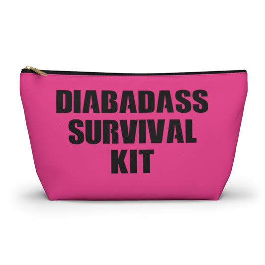 Diabadass Survival Kit Bag, Pink Diabetes Fun Diabetic Supply Cute Carrying Case Gift T1D Type 1 Accessory Zipper Pouch w T-bottom Starcove Fashion