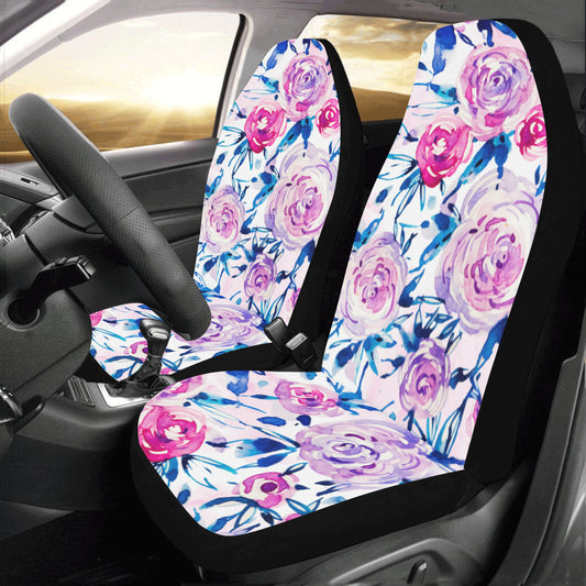 Pretty Flower Car Seat Covers for Vehicle 2 pc, Floral Watercolor Pink Cute Front Seat, Car SUV Vans Gift for Her Truck Protector Accessory Starcove Fashion