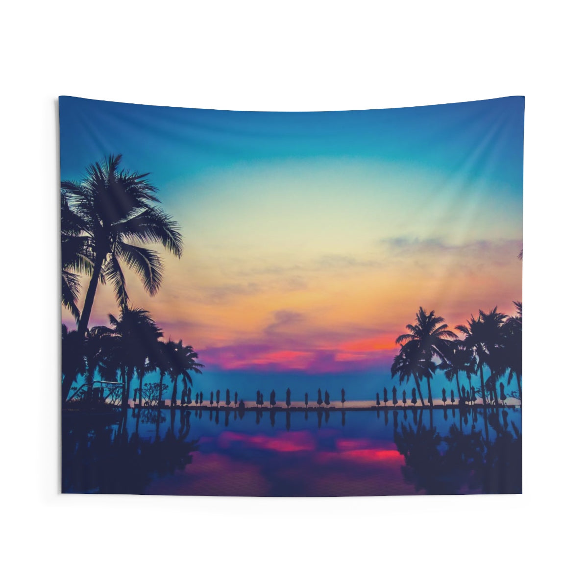 Tropical Palm Trees Pool Tapestry, Sunset Landscape Indoor Wall Art Hanging Tapestries Large Small Decor Home Dorm Room Gift Starcove Fashion