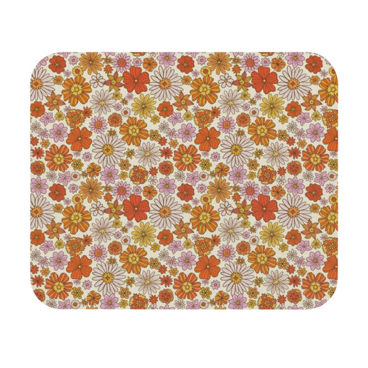 Cute Mouse Pad, Groovy Retro Flowers Floral Computer Gaming Unique Desk Cool Decorative Aesthetic Design Square Mat Starcove Fashion