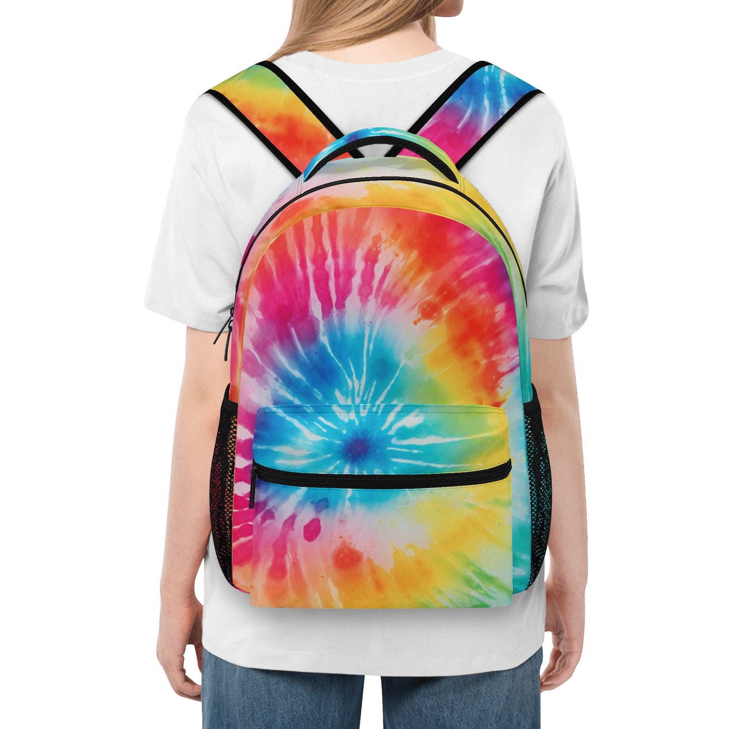 Rainbow Tie Dye Backpack, Laptop Men Women Kids Gift Him Her School College Waterproof Side Pockets Aesthetic Ladies Bag Starcove Fashion