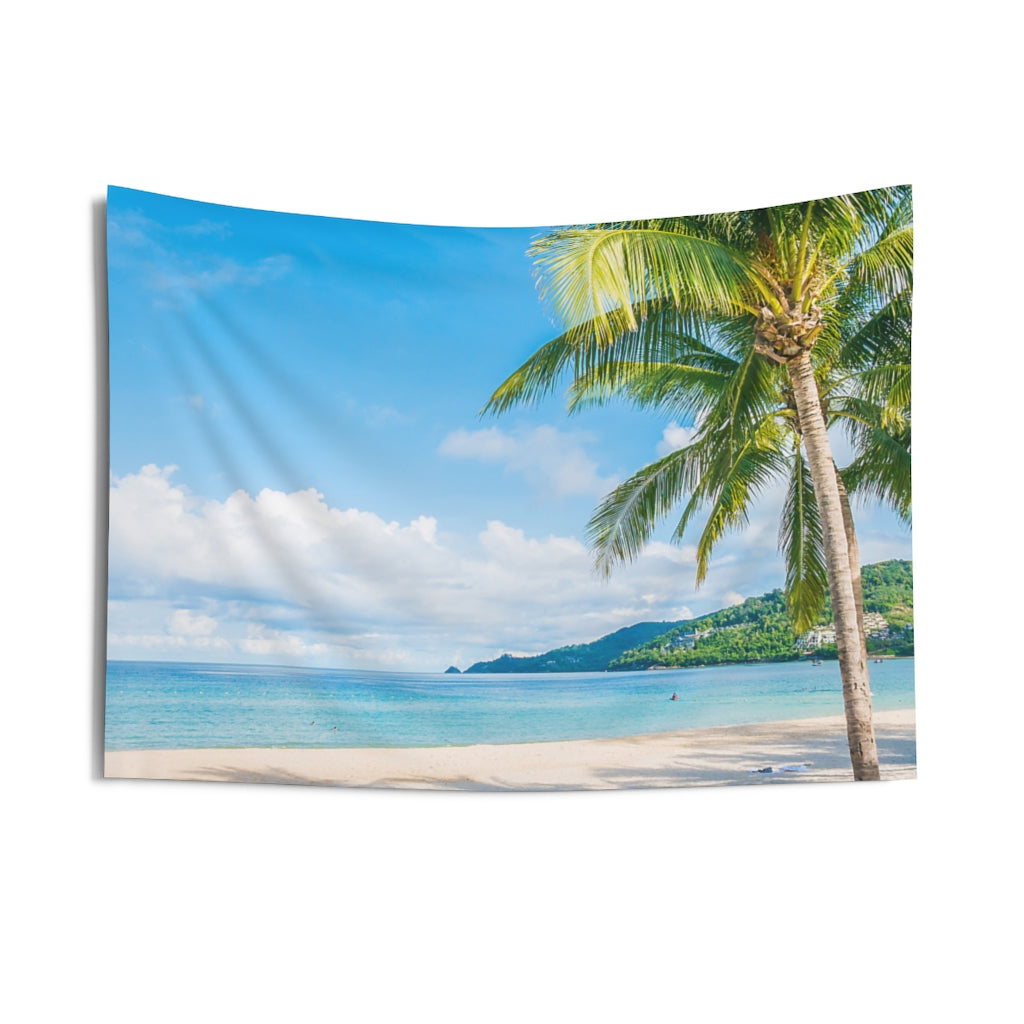 Tropical Beach Tapestry, Ocean Island Palm Tree Sun Calm Landscape Indoor Wall Art Hanging Small Large Decor Home Dorm Room Gift Starcove Fashion