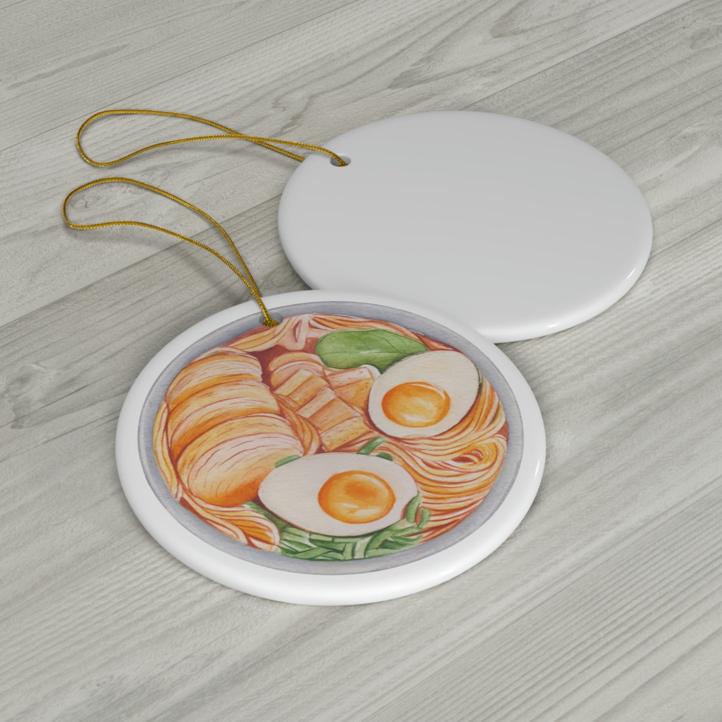 Ramen Bowl Ceramic Ornament, Food Noodles Japanese Ramen Gift for Mom Dad Christmas Wreath Holiday Decor Tree Ribbon Starcove Fashion