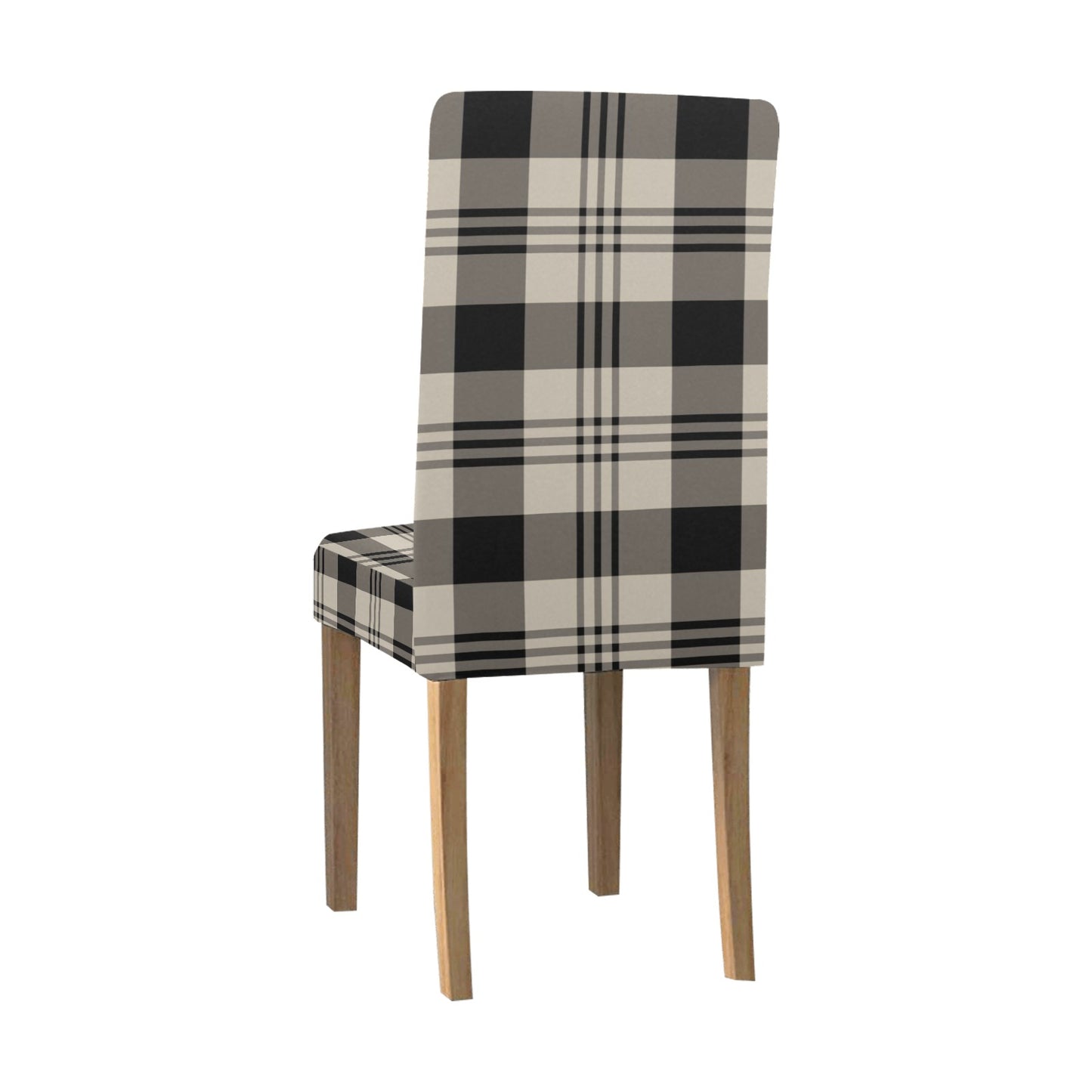 Buffalo Check Dining Chair Seat Covers, Black Beige Grey Tartan Check Plaid Stretch Slipcover Furniture Dining Room Home Decor