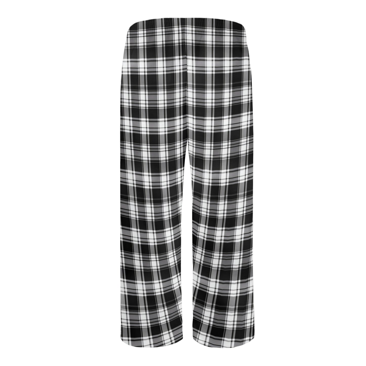 Plaid Men Pajamas Pants, Black White Buffalo Tartan Check Satin PJ Pockets Sleep Trousers Couples Matching Trousers Bottoms Starcove Fashion