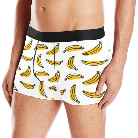 Banana Print Men Boxer Briefs, Black White Underwear Funny Sexy Anniversary Gift Idea For Him Honeymoon Birthday Plus Size