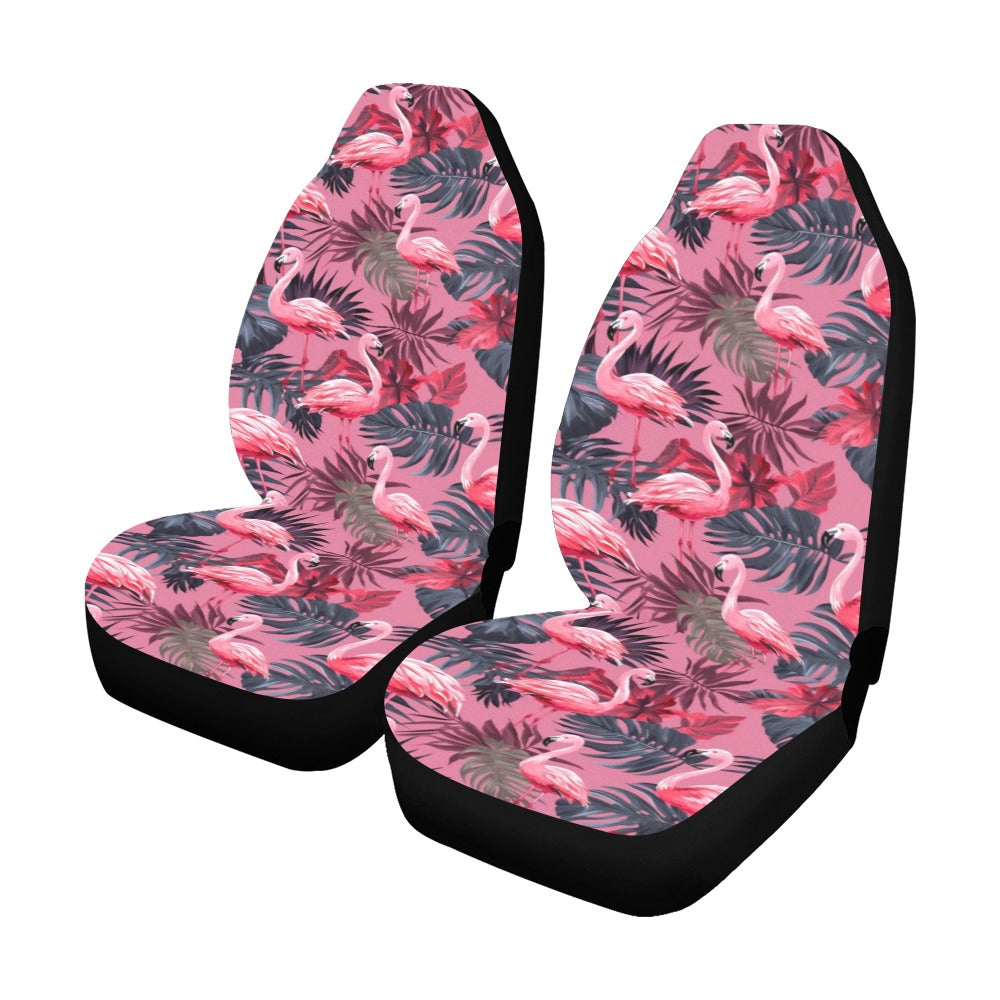 Flamingo Car Seat Covers for Vehicle 2 pc, Hot Pink Bird Cute Tropical Front Vehicle SUV Vans Men Women Protector Accessory - Starcove Fashion