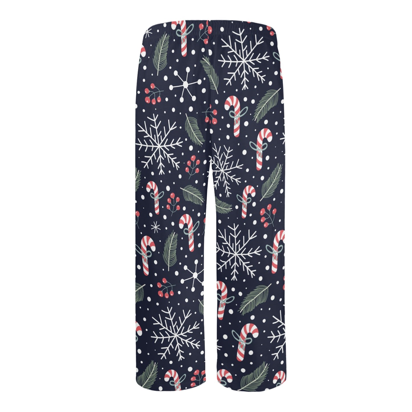 Candy Cane Men Pajamas Pants, Christmas Festive Holidays Decoration Xmas Satin PJ Pockets Sleep Trousers Couples Matching Trouser Bottoms Starcove Fashion