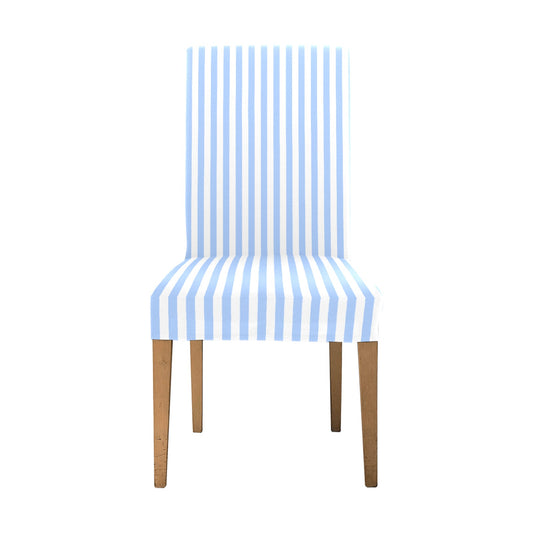 Light Blue Striped Dining Chair Seat Covers, White Stretch Slipcover Furniture Dining Room Party Banquet Home Decor Spandex Starcove Fashion