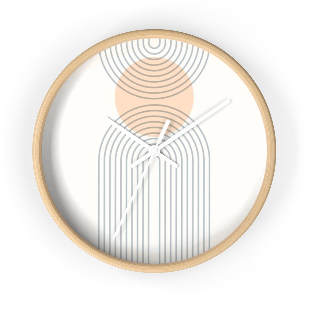 Mid Century Wall Clock, Rainbow Arch Sun Vintage Silent Unique Decorative Kids Wall Modern Minimalist Design Wood Decor Cool Starcove Fashion