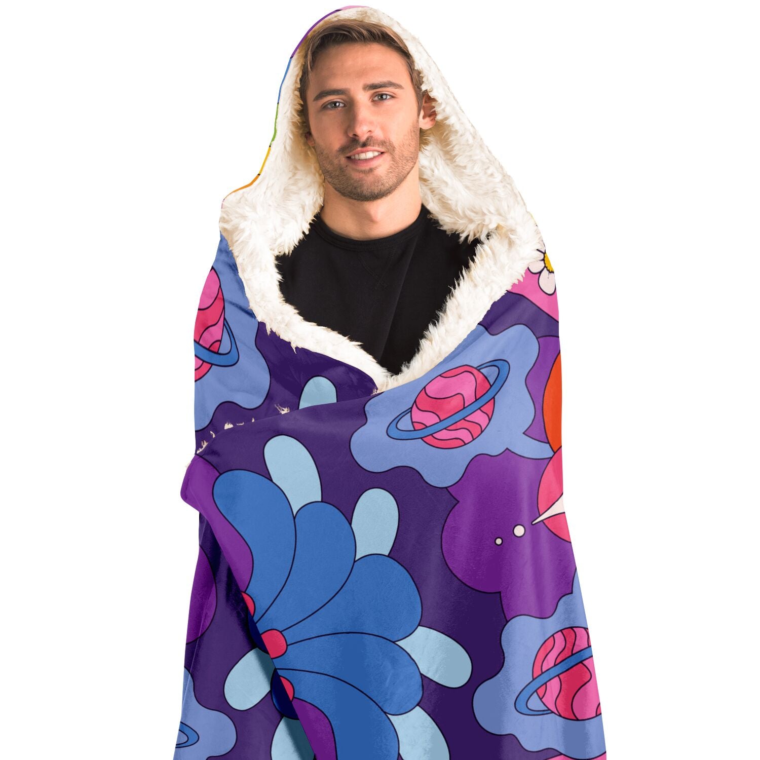 Trippy Hooded Blanket, Psychedelic Colorful Eye Sherpa Fleece Throw Fluffy Cozy Warm Adult Men Women Kids Large Gift Starcove Fashion
