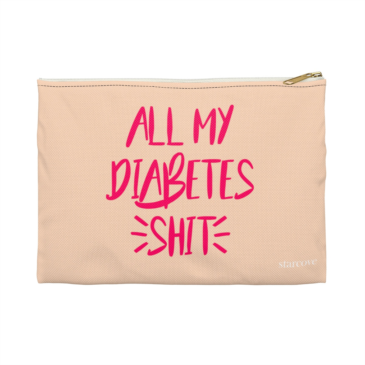 Diabetes Supply Bag, All My Diabetes Shit, Fun Diabetic Supply Travel Case, Cute Bag Gift, Type 1 diabetes, Accessory Flat Zipper Pouch Bag Starcove Fashion