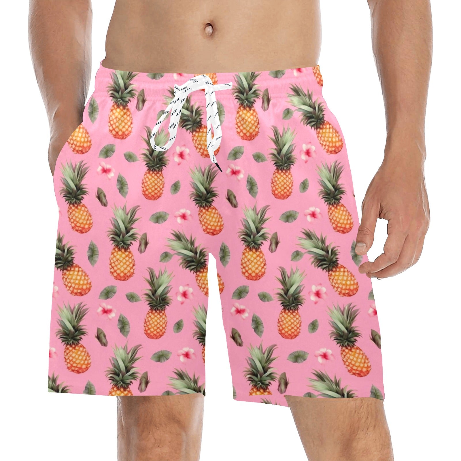 Men's pink swim shorts, Beach Outfits for men