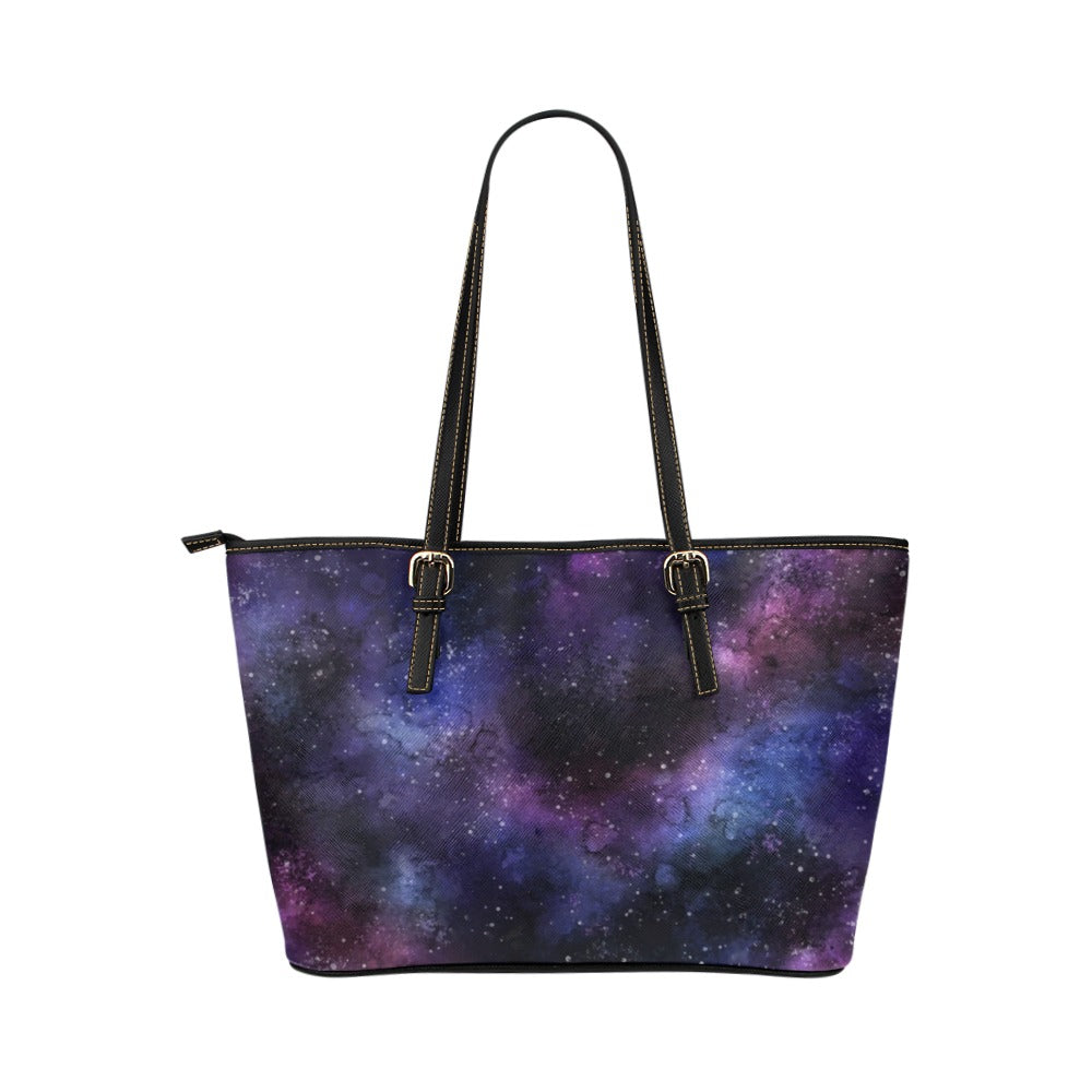 Galaxy Space Tote Bag Purse, Purple Stars Print Handbag Women High Grade Vegan Leather Zip Top Small Large Designer Handmade Shoulder Starcove Fashion