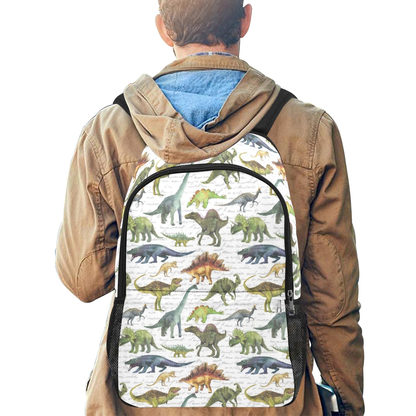 Dino Backpack, Dinosaurs Print Men Women Kids Gift Him Her School College Waterproof Side Mesh Pockets Aesthetic Bag