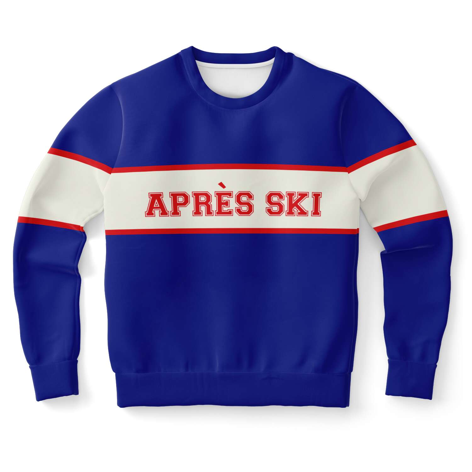 Apres Ski Sweatshirt Sweater, Royal Blue White Retro Vintage