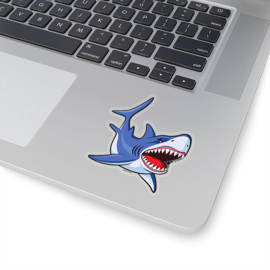 Great White Shark Sticker, Marine Fish Bite Blue Laptop Decal Vinyl Cute Waterbottle Tumbler Car Bumper Aesthetic Label Wall Mural Starcove Fashion