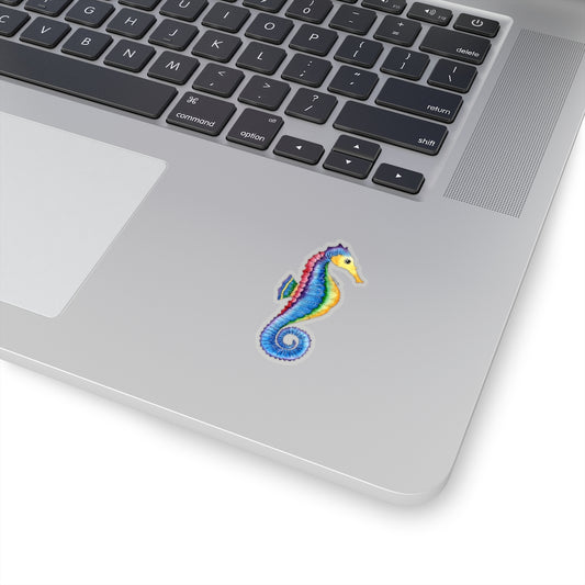 Sea Horse Blue Sticker, Laptop Decal Vinyl Cute Waterbottle Tumbler Car Waterproof Bumper Aesthetic Die Cut Wall Mural Starcove Fashion