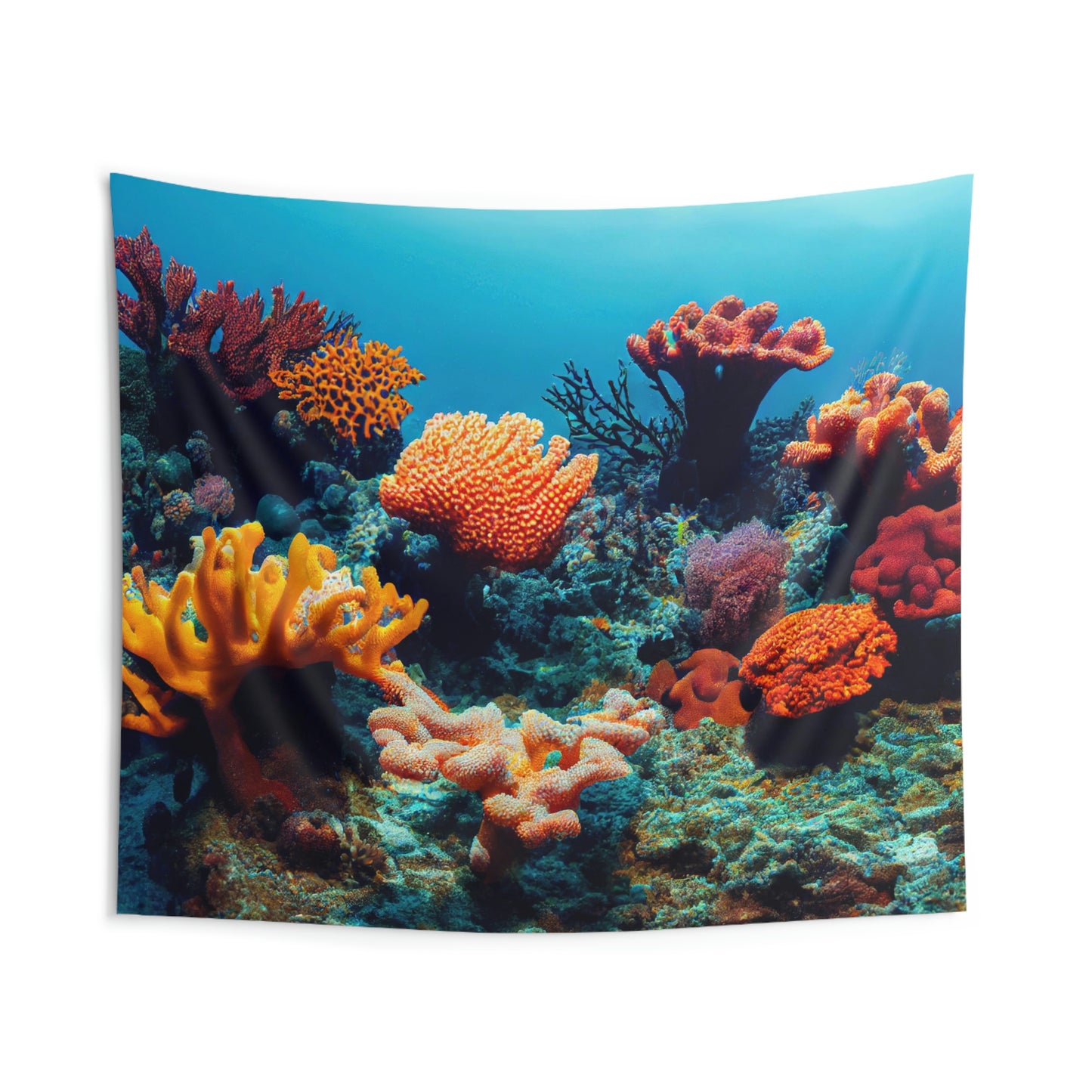 Coral Reef Tapestry, Under Water Photo Ocean Wall Art Hanging Landscape Realistic Aesthetic Large Small Decor Home College Dorm Starcove Fashion