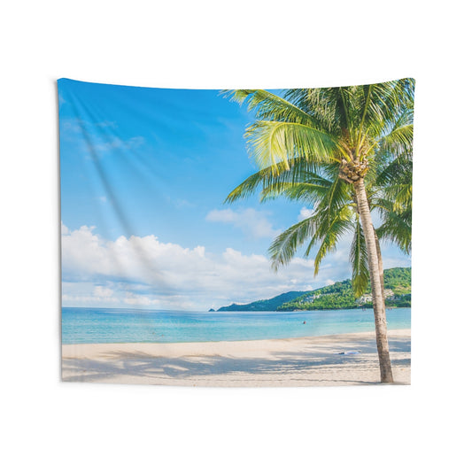 Tropical Beach Tapestry, Ocean Island Palm Tree Sun Calm Landscape Indoor Wall Art Hanging Small Large Decor Home Dorm Room Gift Starcove Fashion