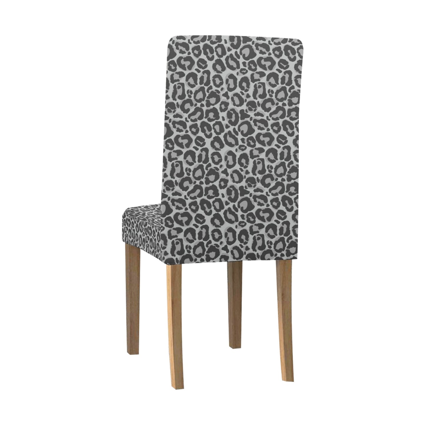 Grey Leopard Dining Chair Seat Covers, Animal Print Cheetah Stretch Slipcover Furniture Dining Room Party Banquet Home Decor Starcove Fashion