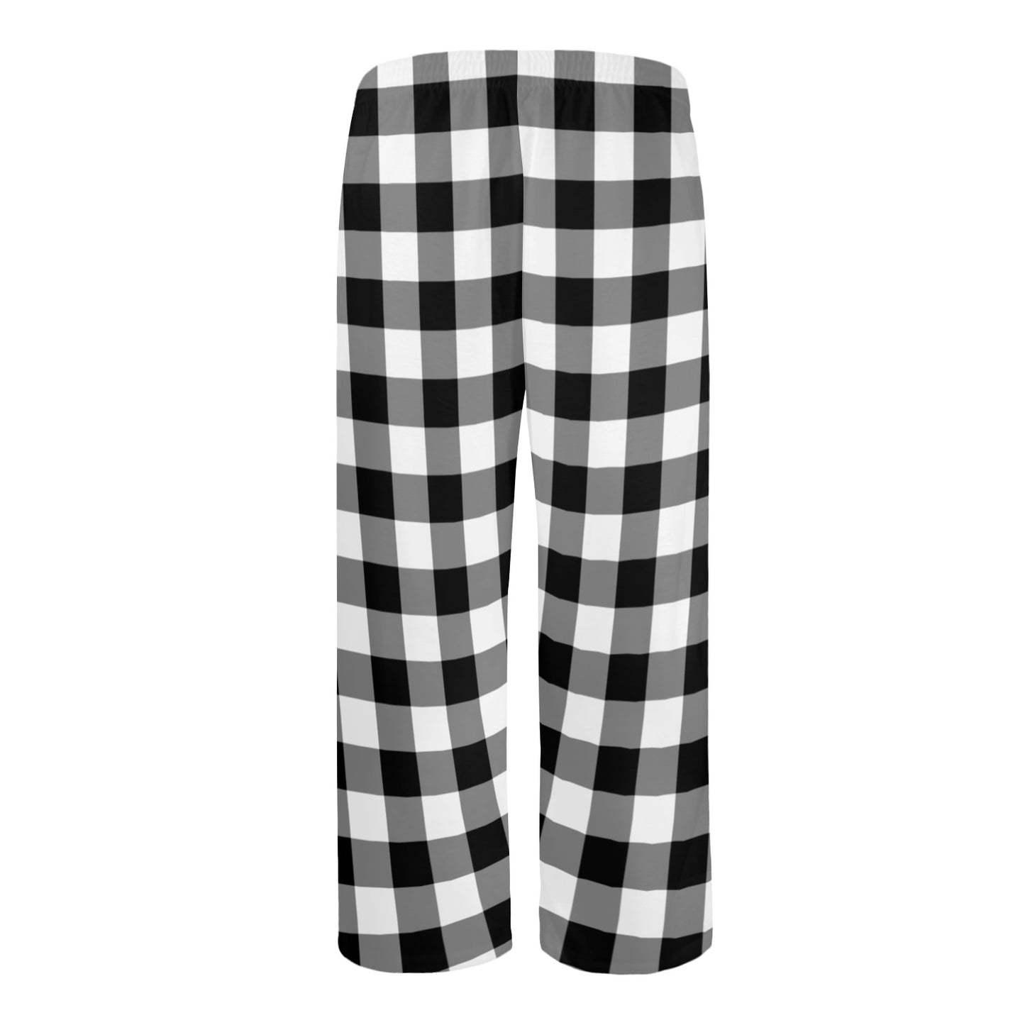 Black White Buffalo Plaid Men Pajamas Pants, Tartan Check Christmas Xmas Satin PJ Sleep Trousers Couples Matching Trousers Bottoms
