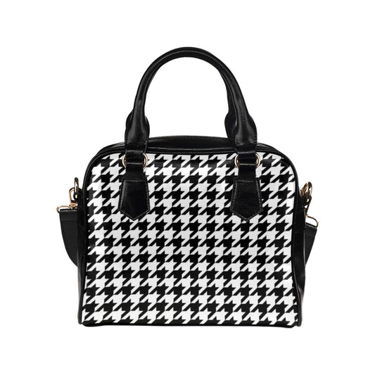 Houndstooth Purse Handbag with Shoulder Strap, Vintage Cute Black White Print Vegan Faux PU Leather Women Designer Handbag Bag Starcove Fashion