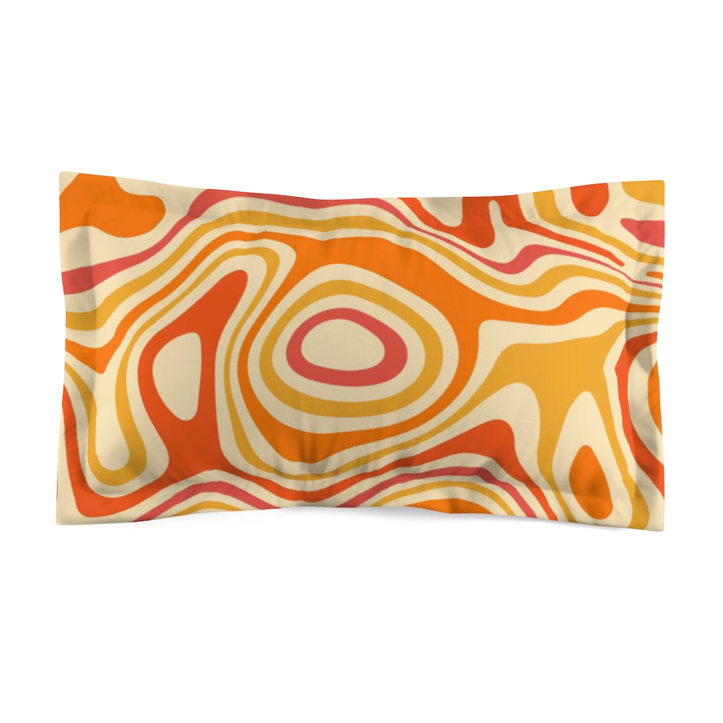 Retro 70s Groovy Microfiber Pillow Sham, Orange Matching Duvet Bed Cover King Standard Unique Home Bedding Starcove Fashion