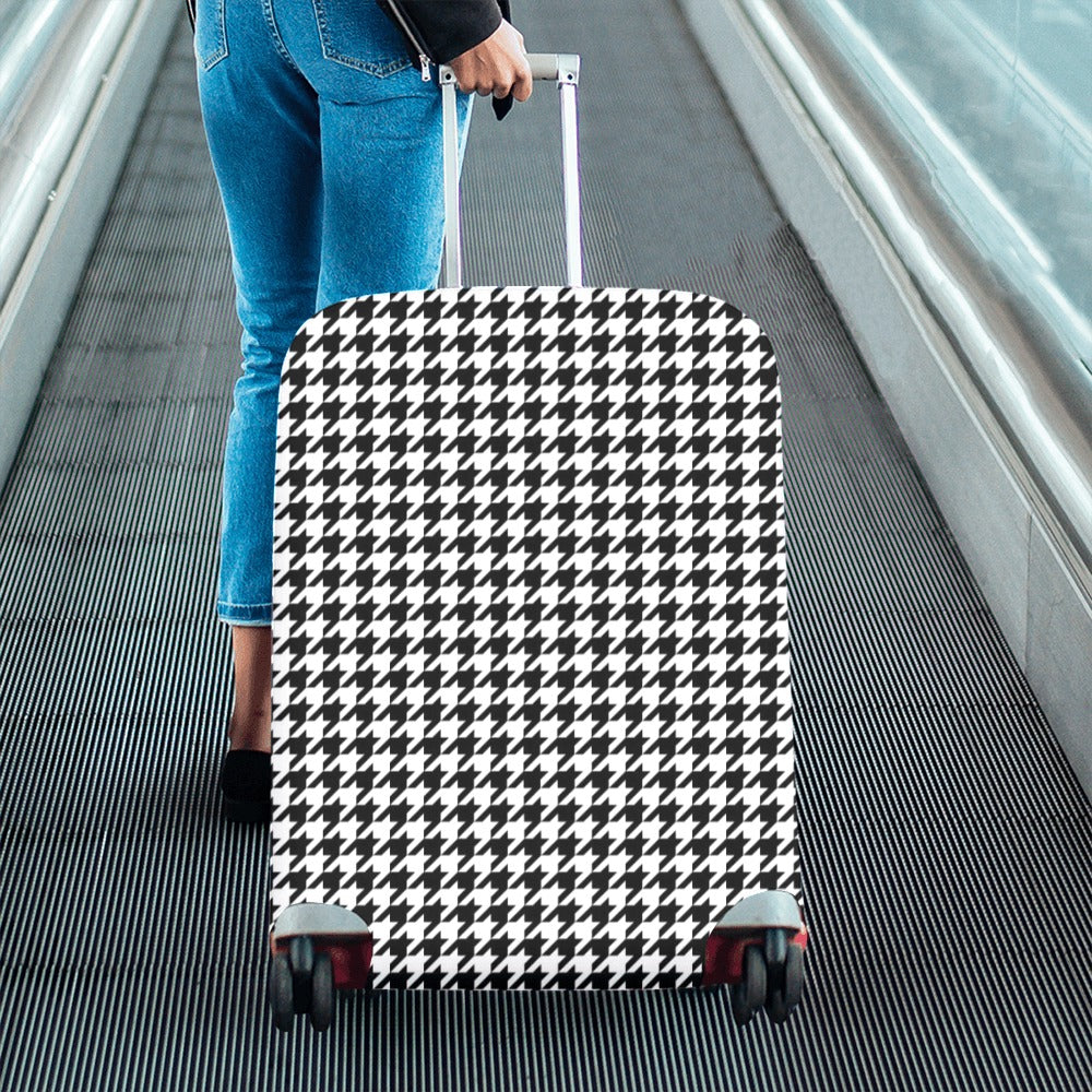 Houndstooth Luggage Cover, Black White Suitcase Bag Protector Washable Wrap Travel Small Large Aesthetic Gift Starcove Fashion