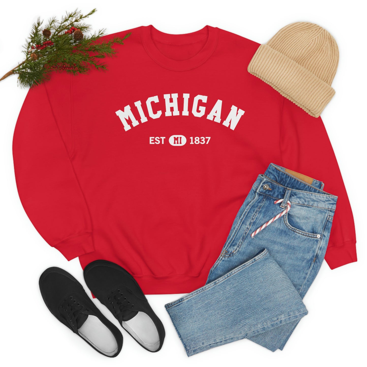 Michigan Sweatshirt, State MI Vintage Graphic Crewneck Fleece Cotton Sweater College Jumper Pullover Men Women Aesthetic Top Starcove Fashion