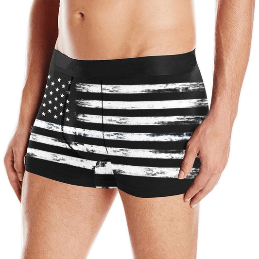 American Flag Men Boxer Briefs, USA Patriotic Distressed Him Print Underwear Pouch Sexy Boyfriend Plus Size Gift Male Honeymoon Birthday