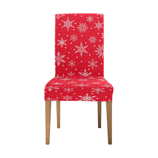 Red Snowflakes Dining Chair Seat Covers, Christmas Xmas Winter Stretch Slipcover Furniture Dining Room Home Decor