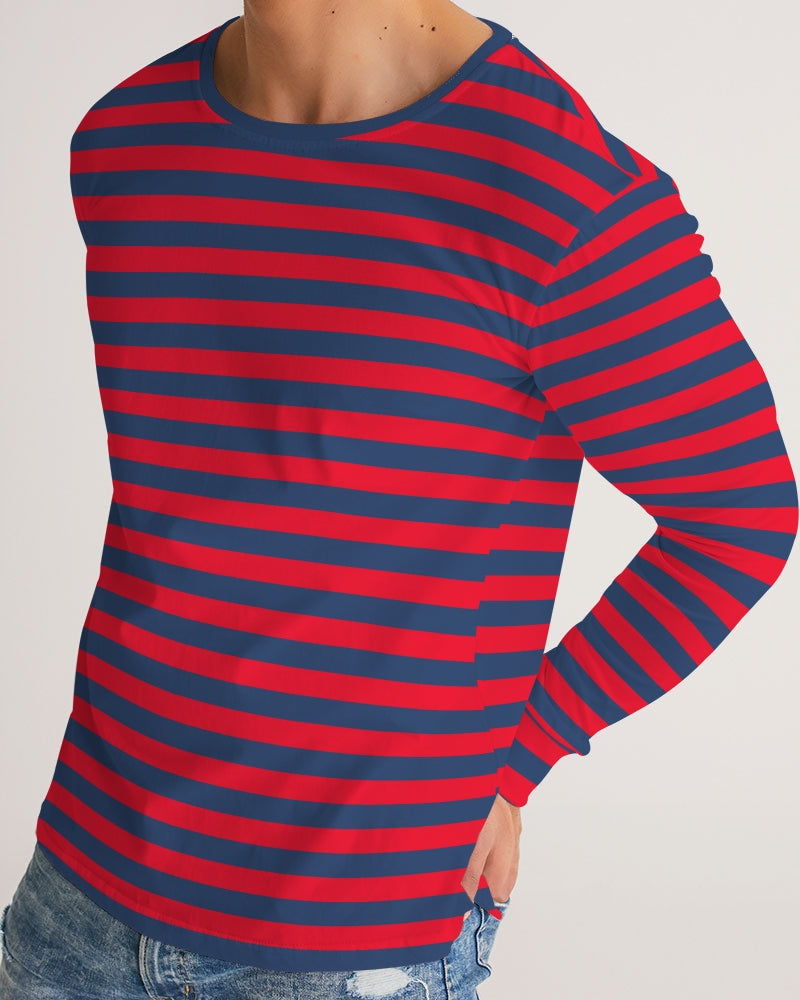 Vejrtrækning Bidrag Du bliver bedre Red and Blue Stripes Men Long Sleeve Tshirt, Striped Unisex Women Desi –  Starcove Fashion