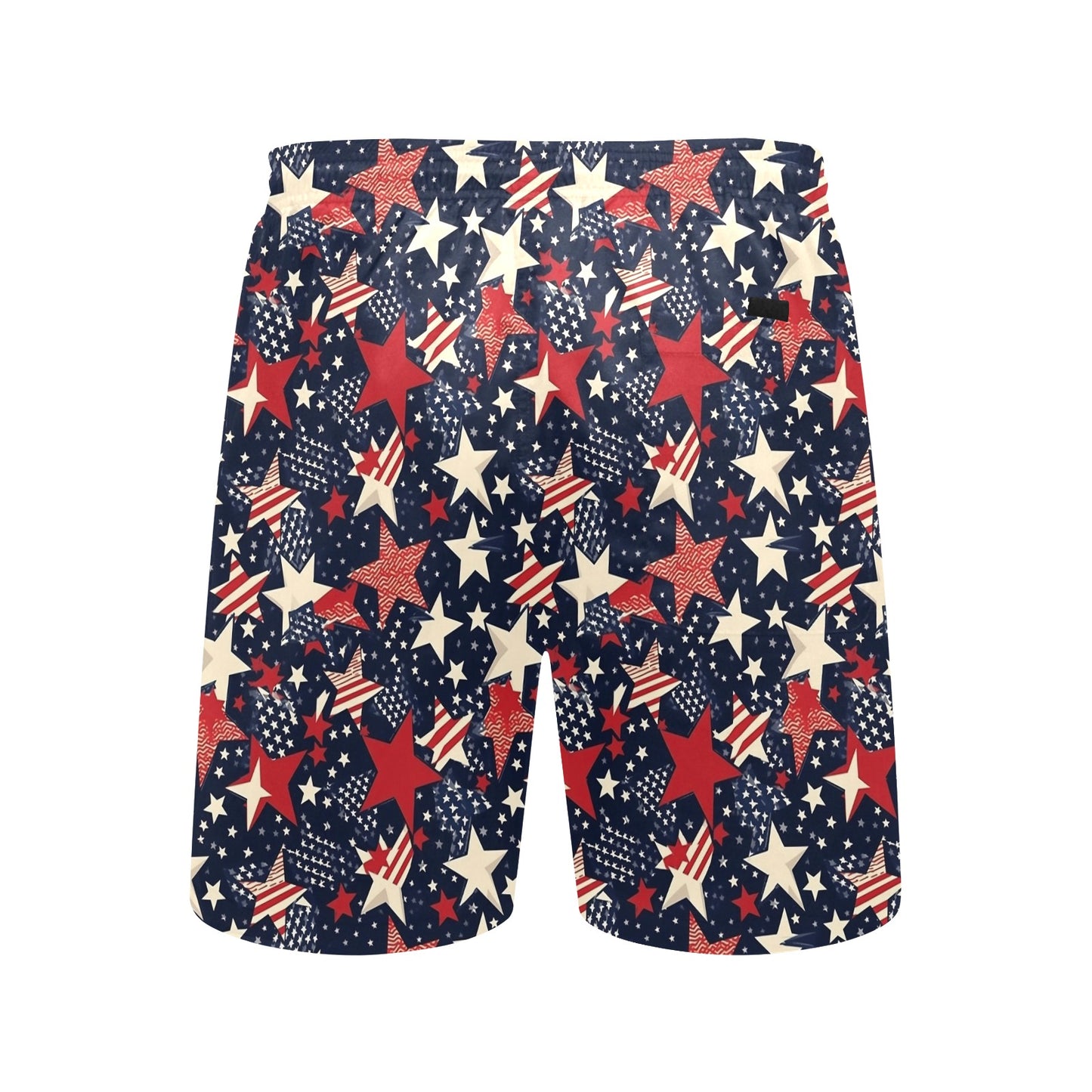 American Flag Men Swim Trunks, Stars Stripes Red White Blue Shorts USA Beach Pockets Mesh Drawstring 4th of July Bathing Suit Plus Size Starcove Fashion