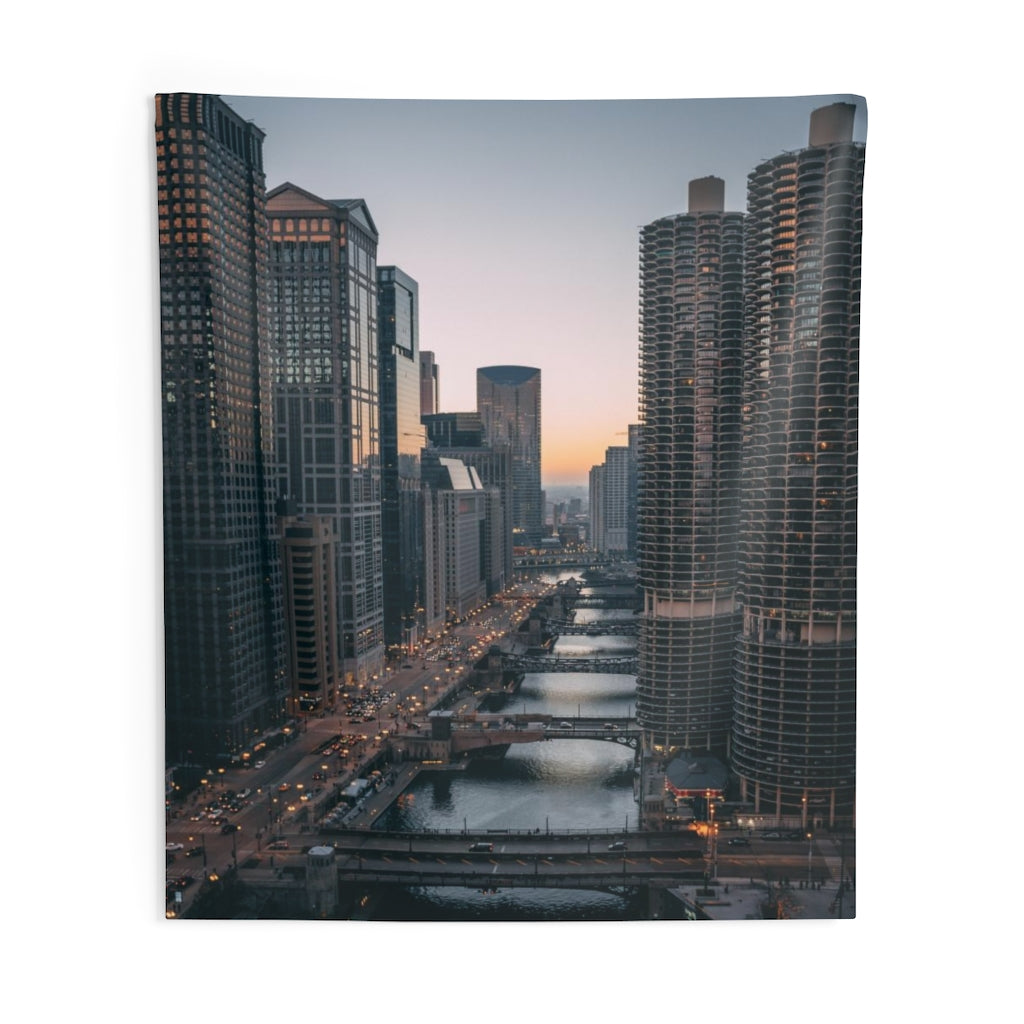 Chicago City Tapestry, Landscape Indoor Wall Aesthetic Art Hanging Large Small Decor Home College Dorm Room Gift Starcove Fashion