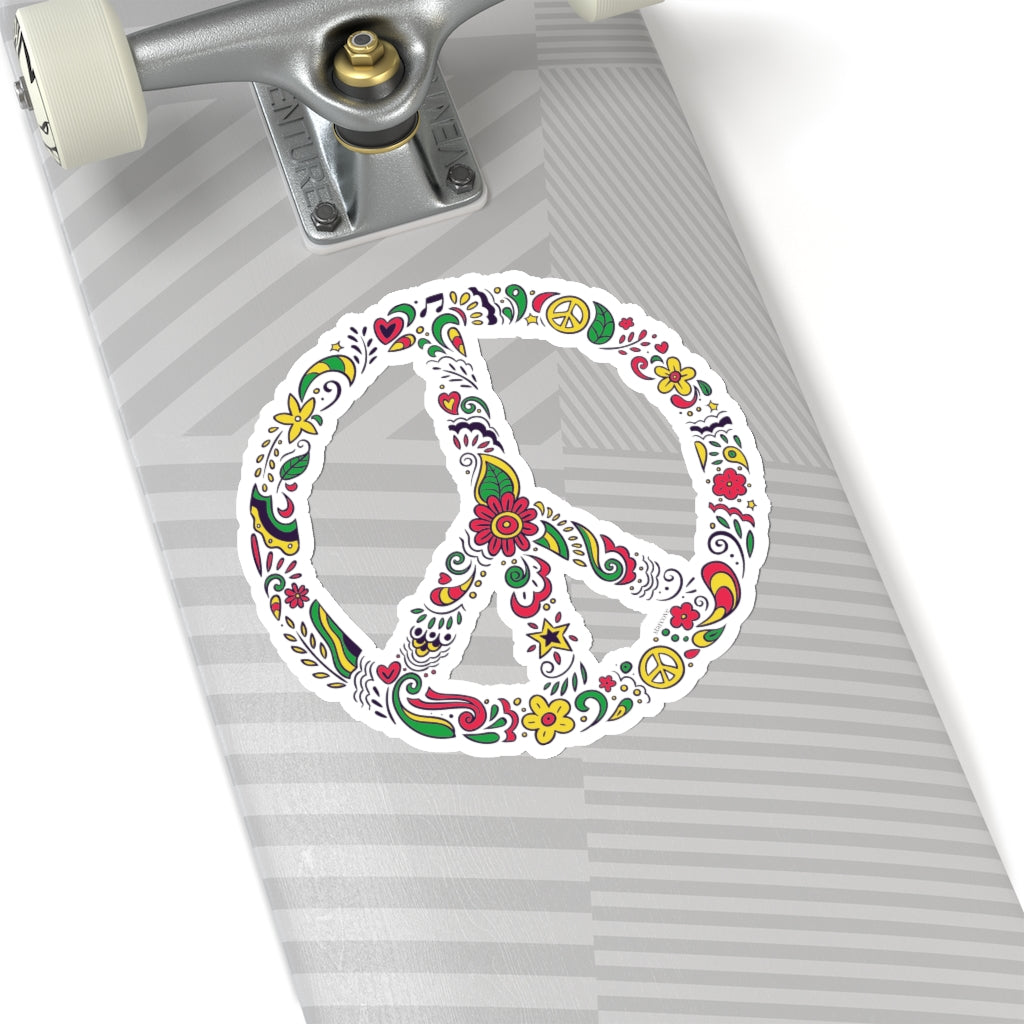 Flower Peace Sign Sticker, Floral Love Symbol Laptop Decal Vinyl Cute Waterbottle Tumbler Car Bumper Aesthetic Die Cut Wall Mural Starcove Fashion