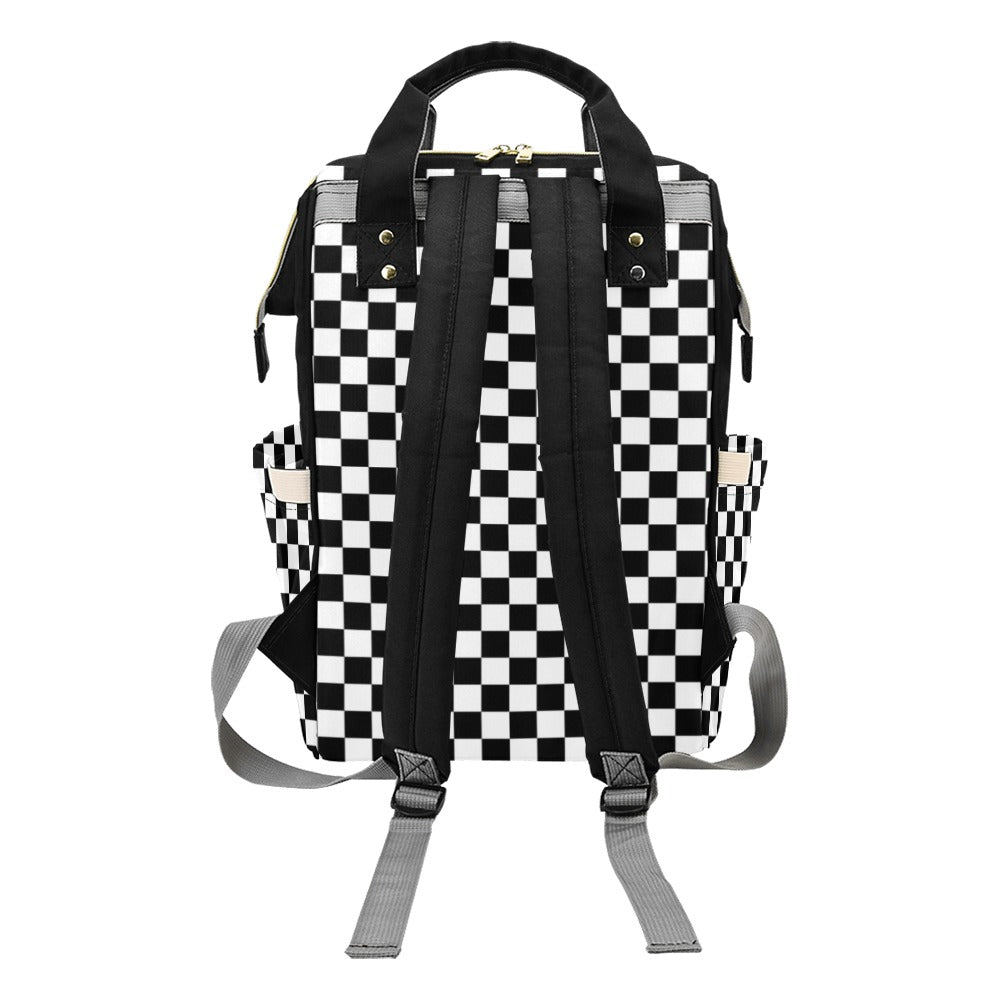 Checkered Diaper Bag Backpack, Black White Check Baby Boy Girl Waterproof Insulated Pockets Stylish Mom Dad Designer Men Women Multipurpose Starcove Fashion